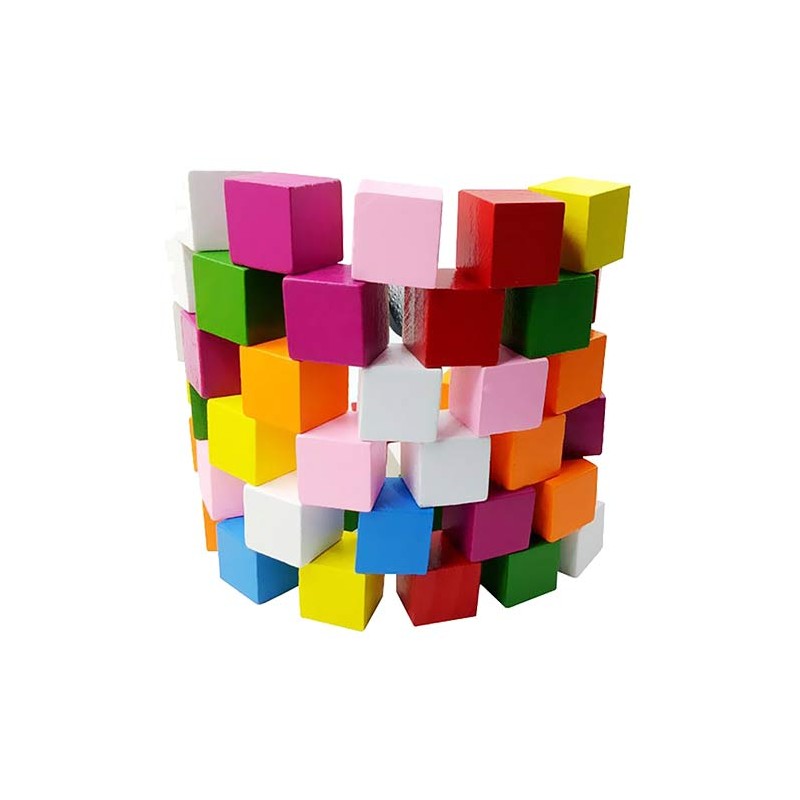 CUBETTI LEGNO COLORATO cm.1,5 - pz.50