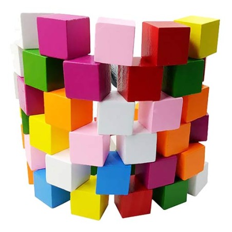 CUBETTI LEGNO COLORATO cm.1,5 - pz.50