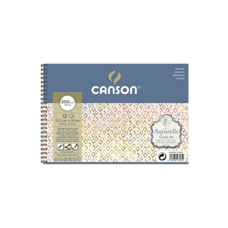 AQUARELLE CANSON 12,5x18  12 fg. 300 gr GF